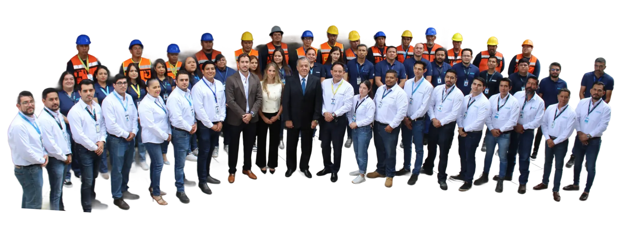 Equipo de ingenieros y técnicos de Firessa con cascos y chalecos de seguridad